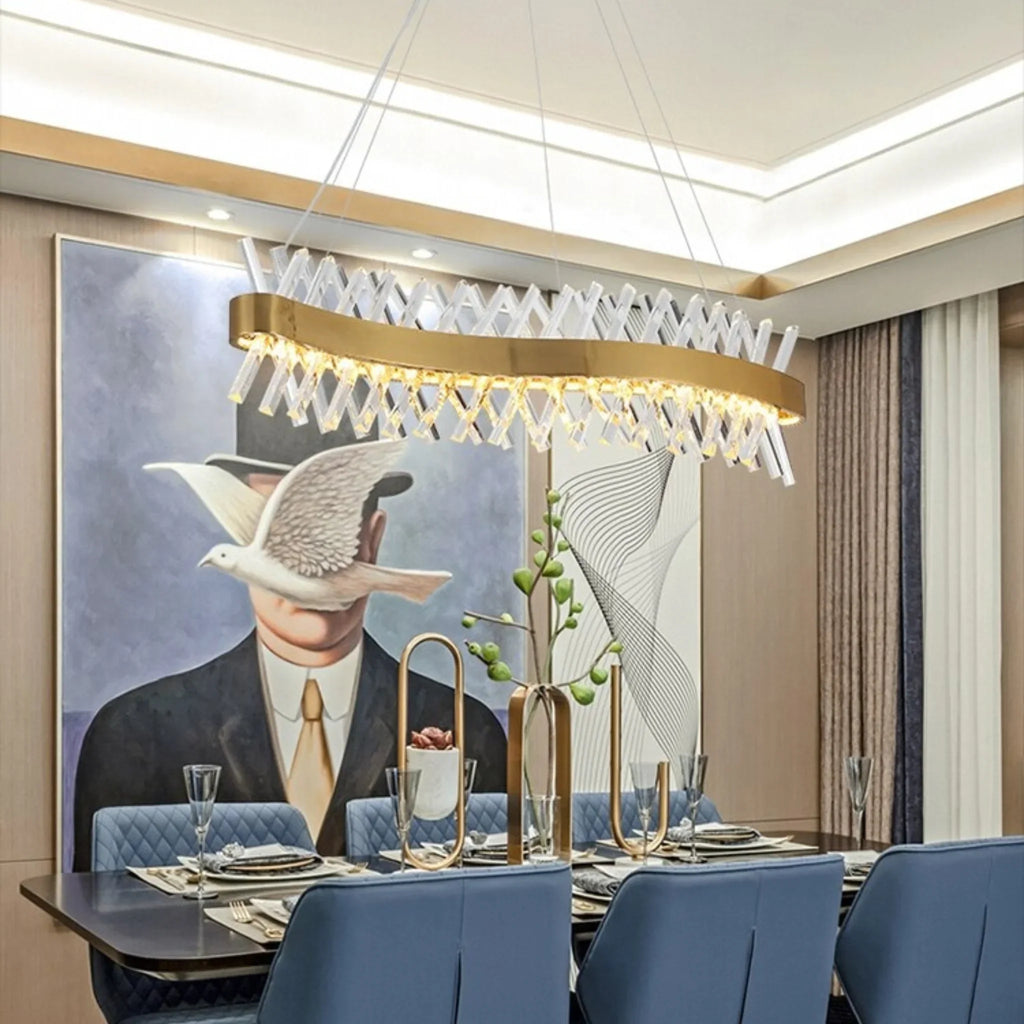 Zanica | Modern Round Gold Led Crystal Chandelier