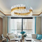Zanica | Modern Round Gold Led Crystal Chandelier