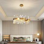 Zanica | Modern Round Gold Led Crystal Chandelier