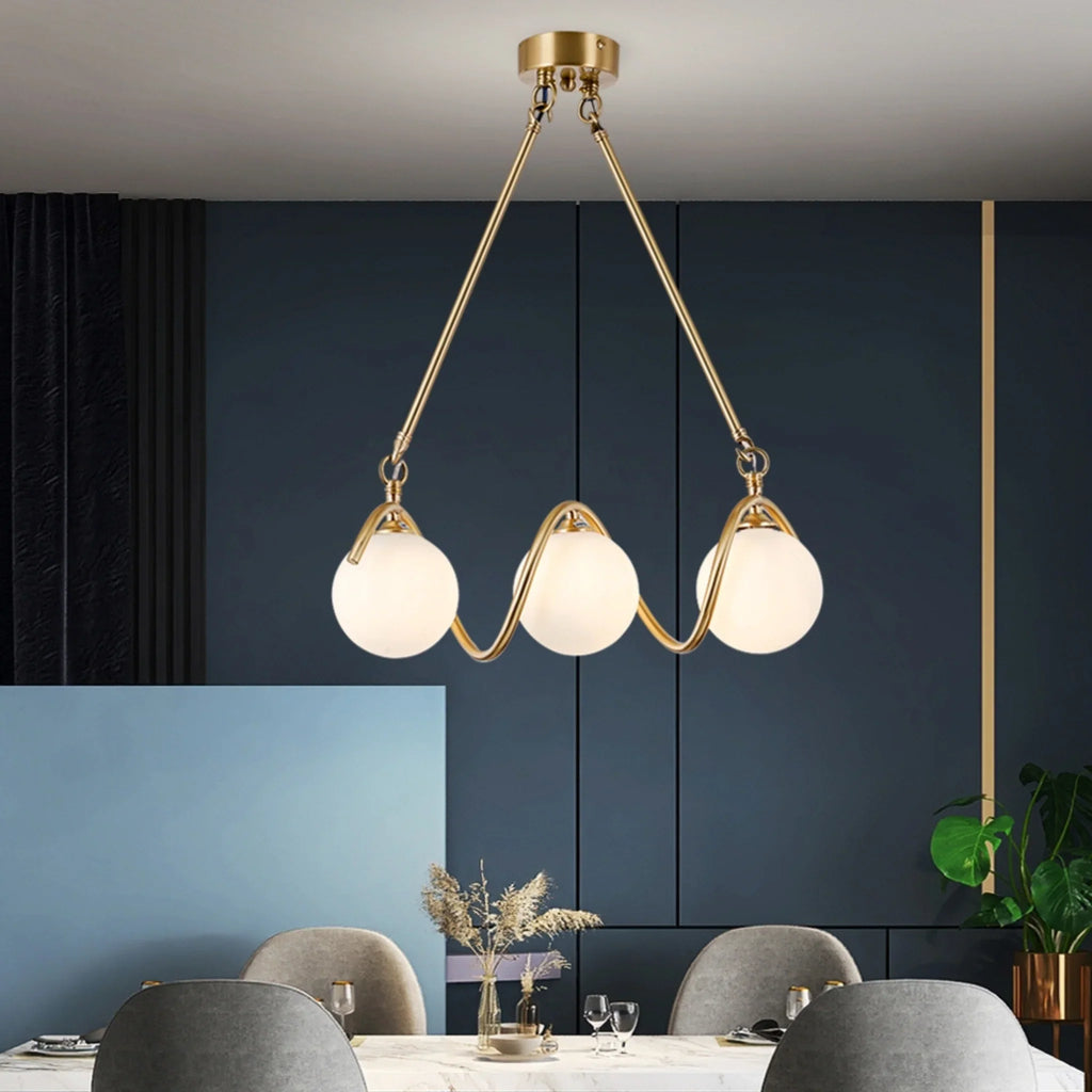 Zavattarello | Gold Rectangle Copper Glass Chandelier For Dining Room