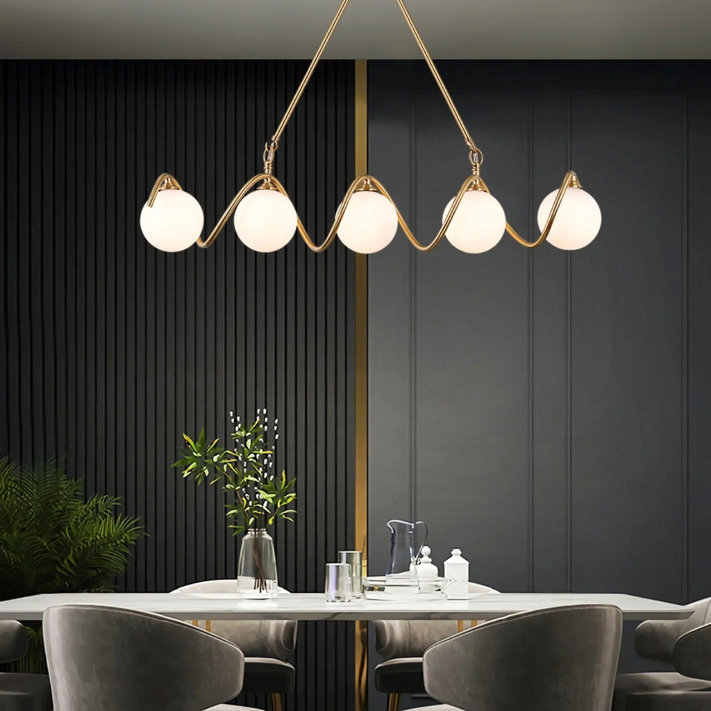 Zavattarello | Gold Rectangle Copper Glass Chandelier For Dining Room