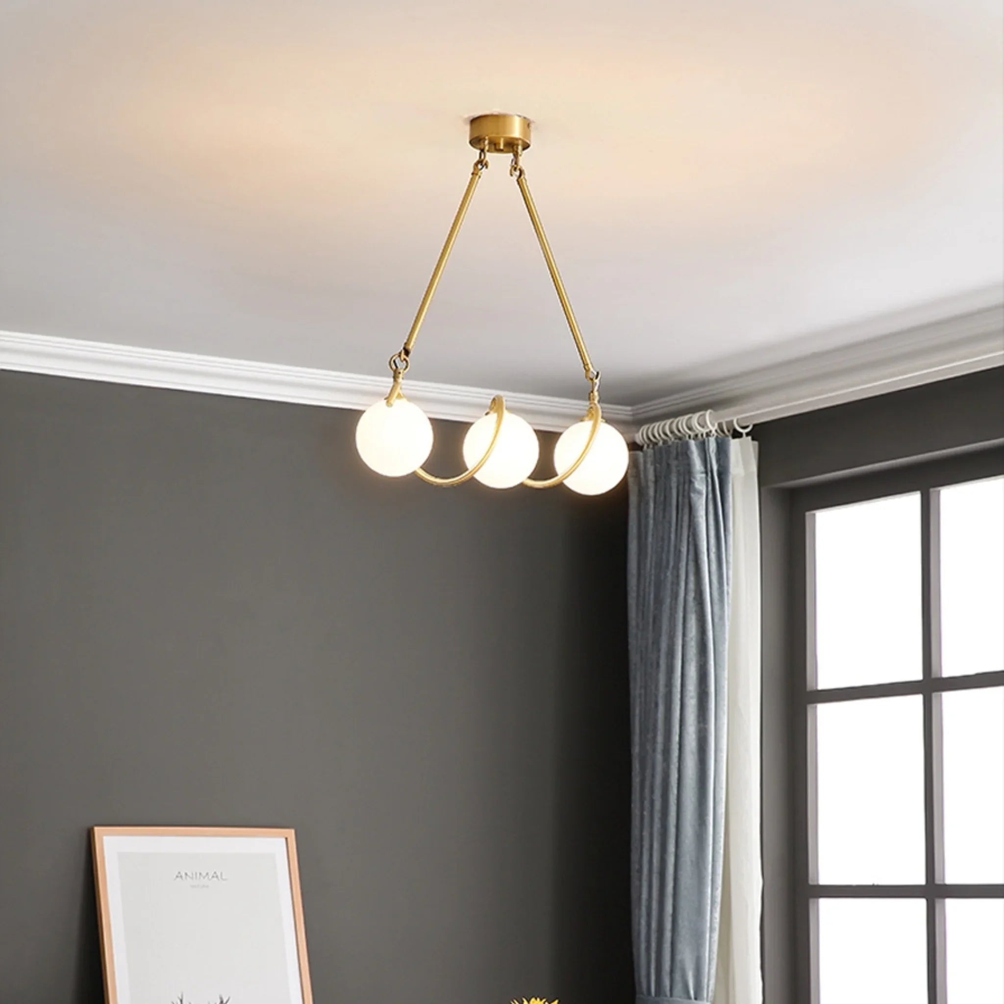 Zavattarello | Gold Rectangle Copper Glass Chandelier For Dining Room