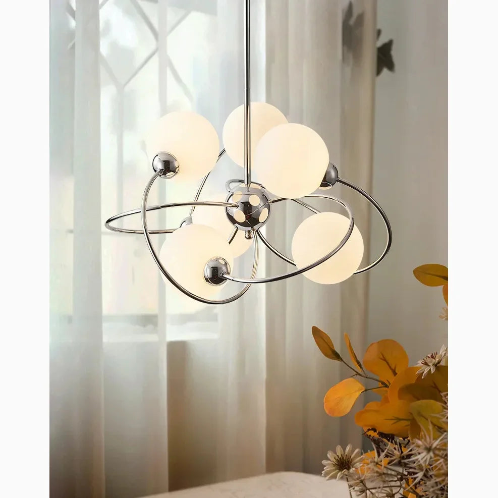 Zibido San Giacomo | Glass LED Ball Chrome Plated Metal Chandelier
