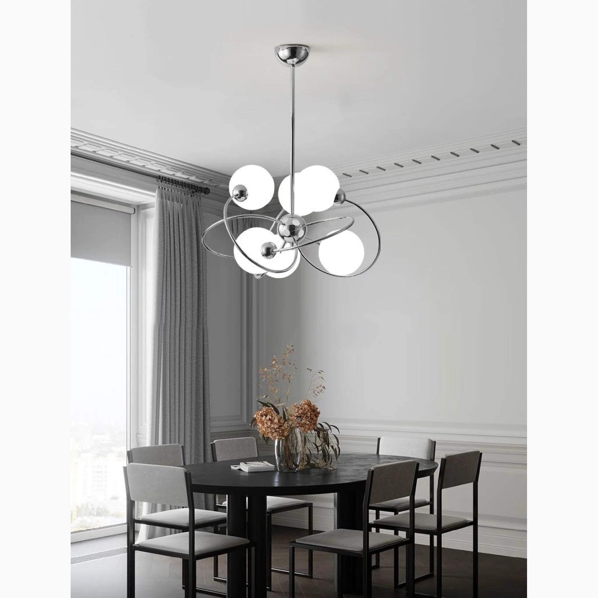 Zibido San Giacomo | Glass LED Ball Chrome Plated Metal Chandelier