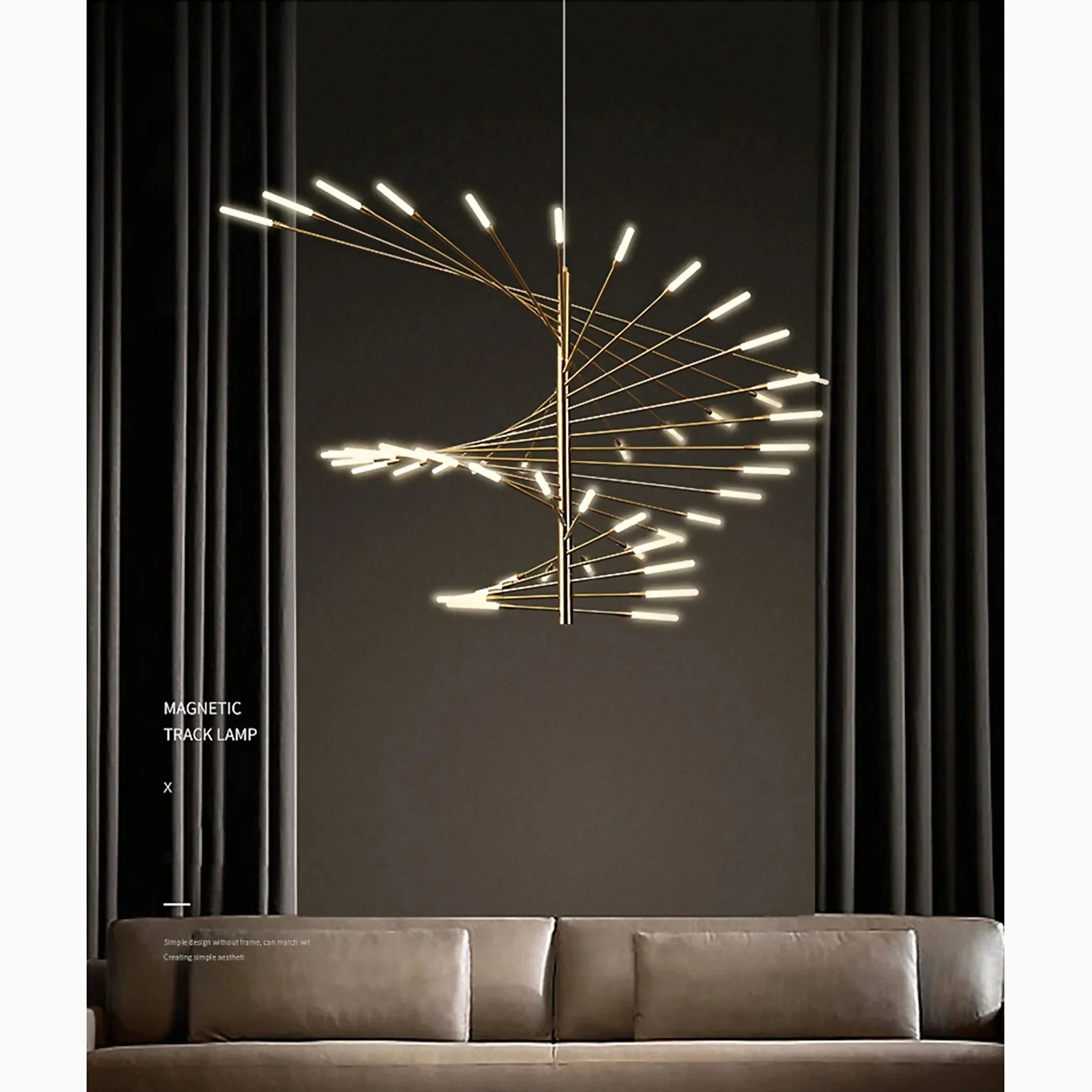 Zungri Duplex Firework Shape LED Chandelier, Black, 39.4', Warm Light