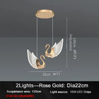 Swan Design Gold Chandelier