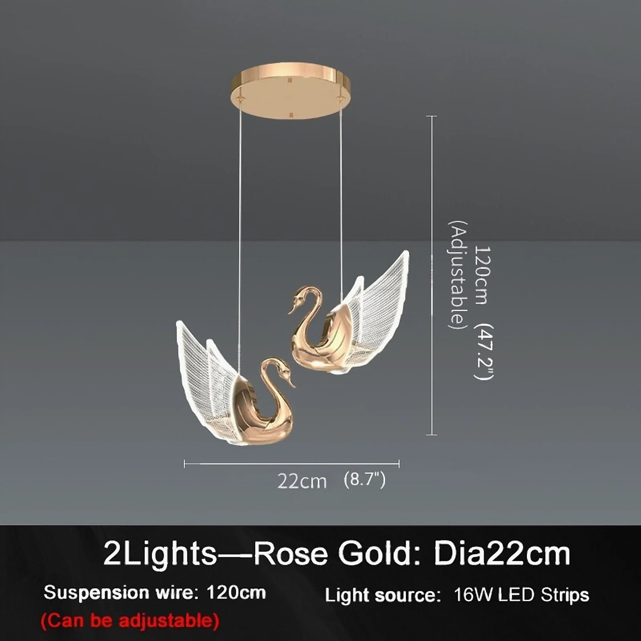 Swan Design Gold Chandelier