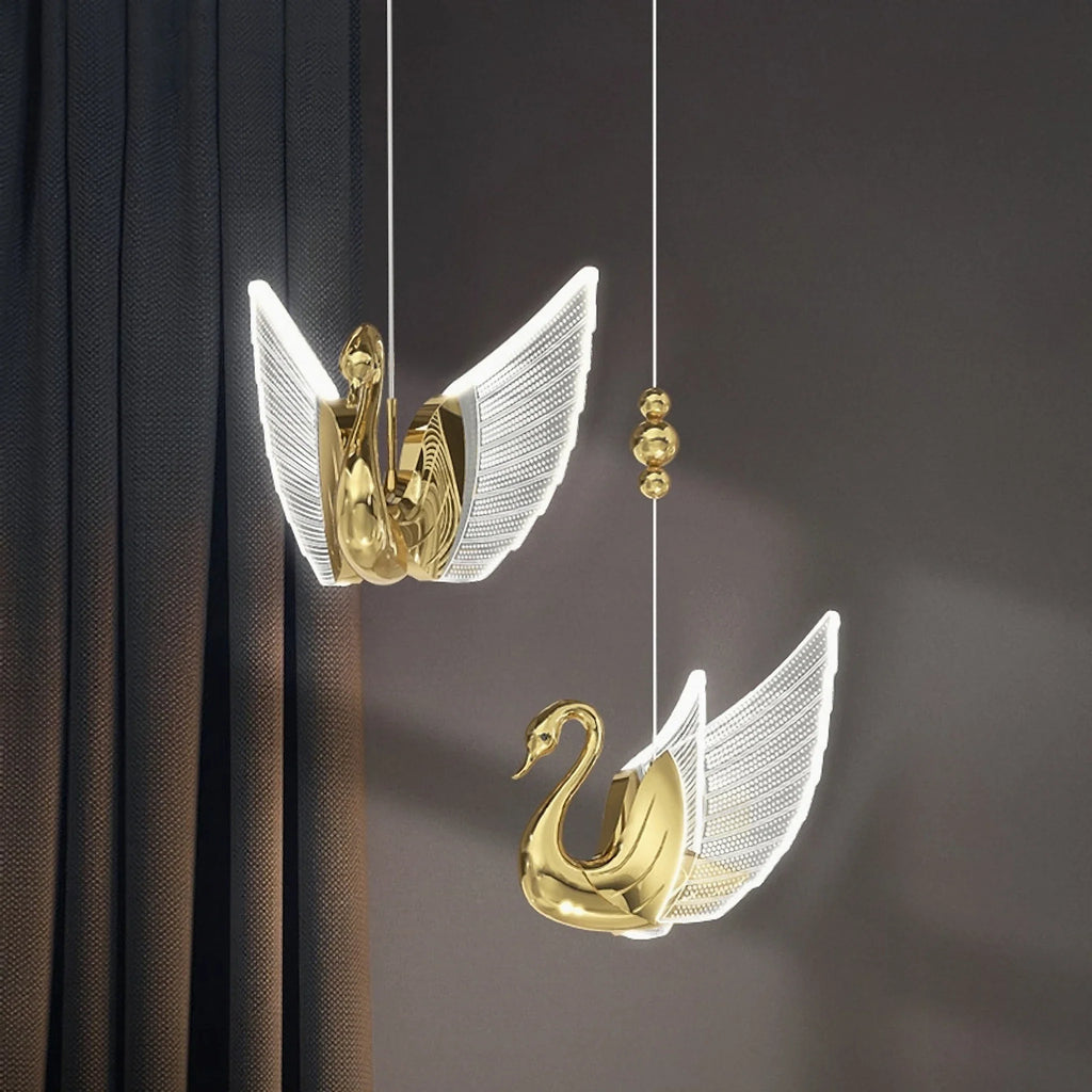 Swan Design Gold Chandelier