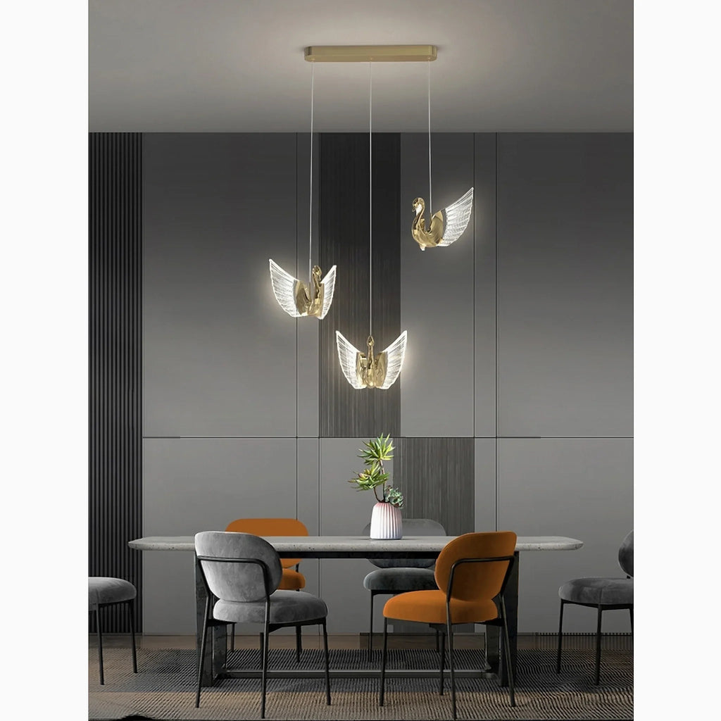 Swan Design Gold Chandelier