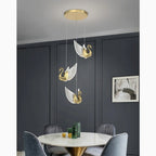 Swan Design Gold Chandelier