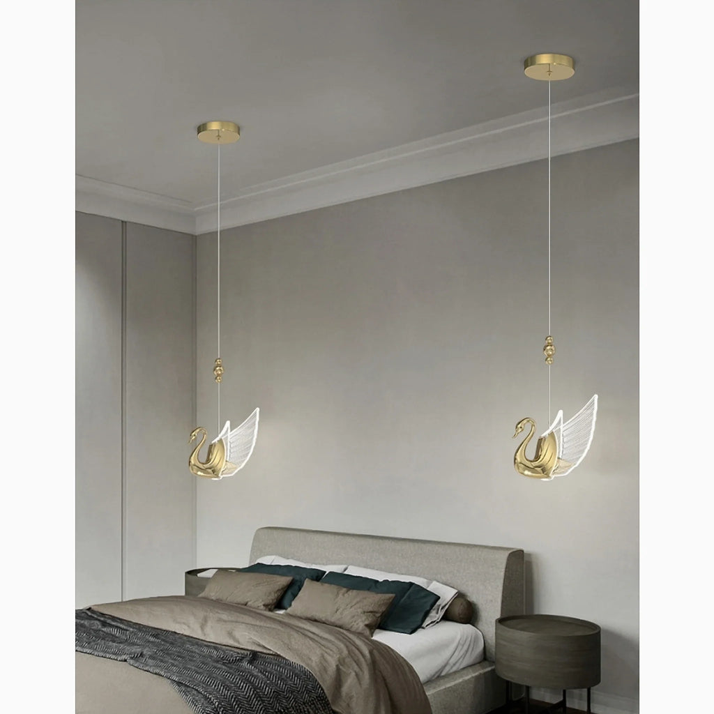 Swan Design Gold Chandelier