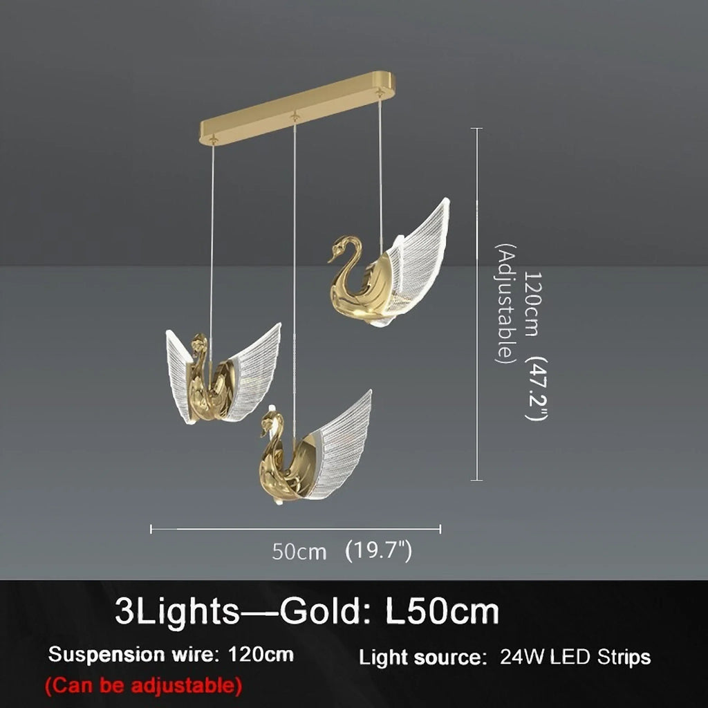 Swan Design Gold Chandelier