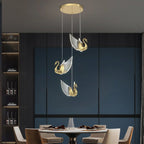 Swan Design Gold Chandelier