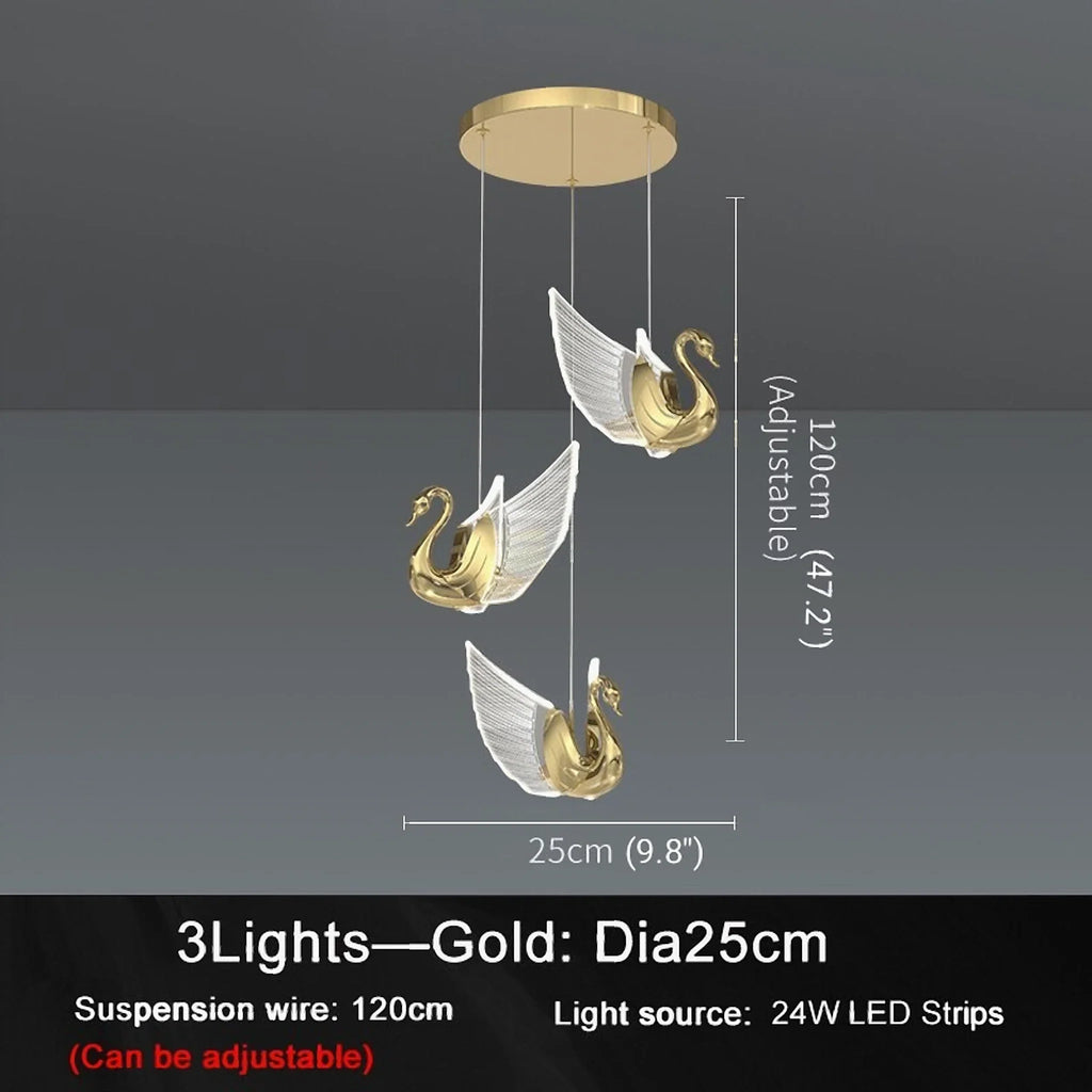 Swan Design Gold Chandelier