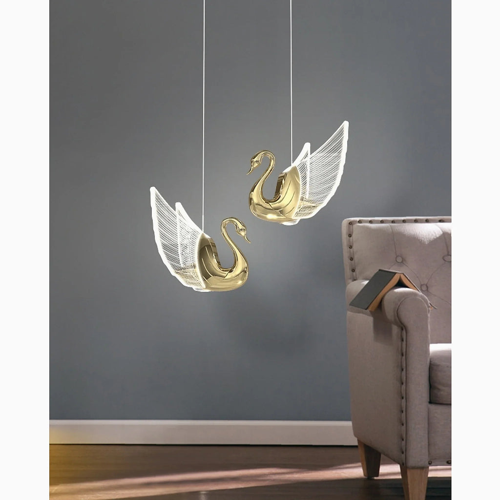 Swan Design Gold Chandelier