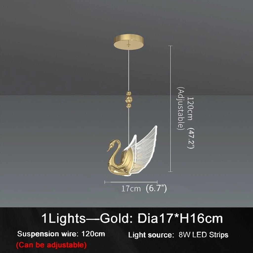 Swan Design Gold Chandelier