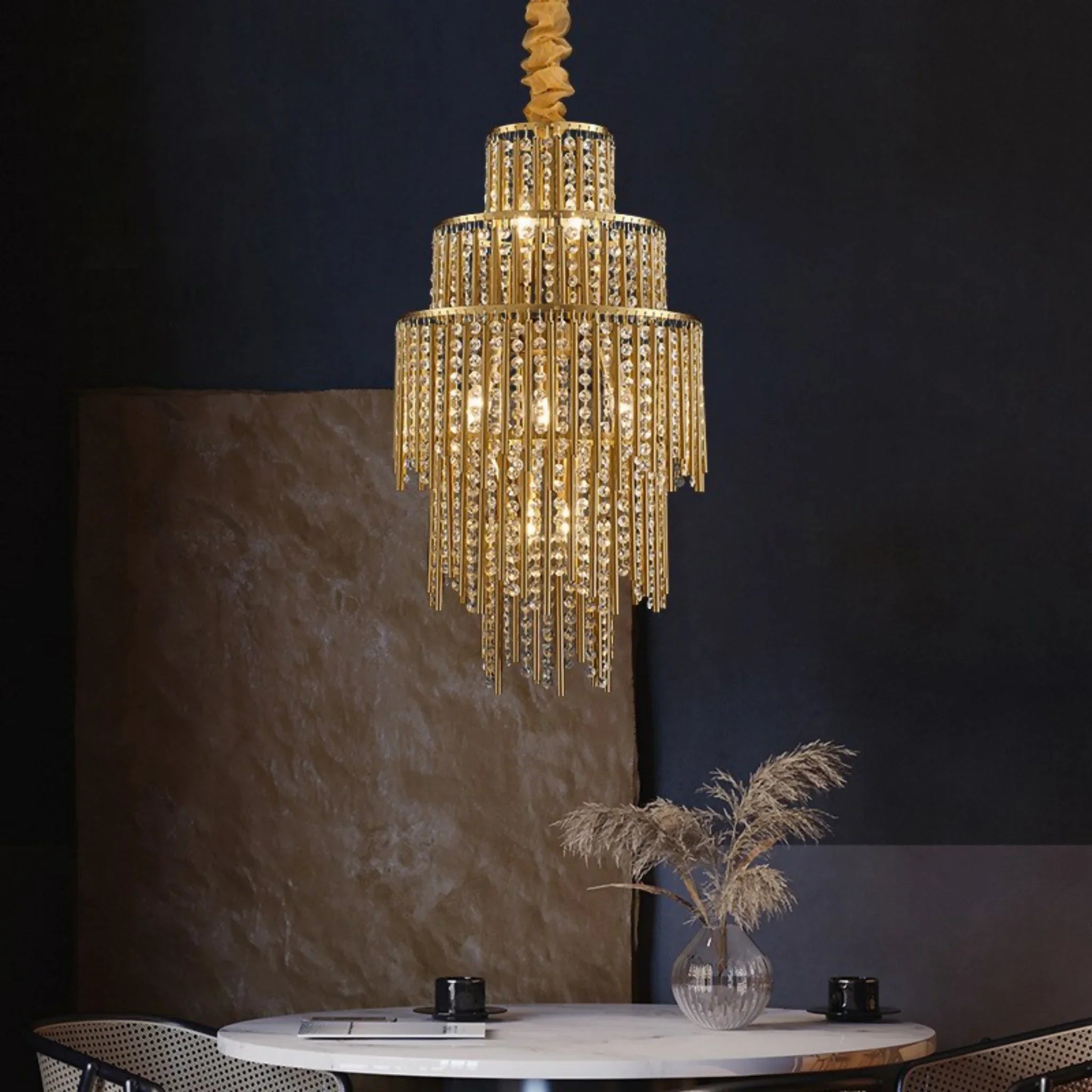 Antibes | Luxury Gold Chandelier With Crystal Balls