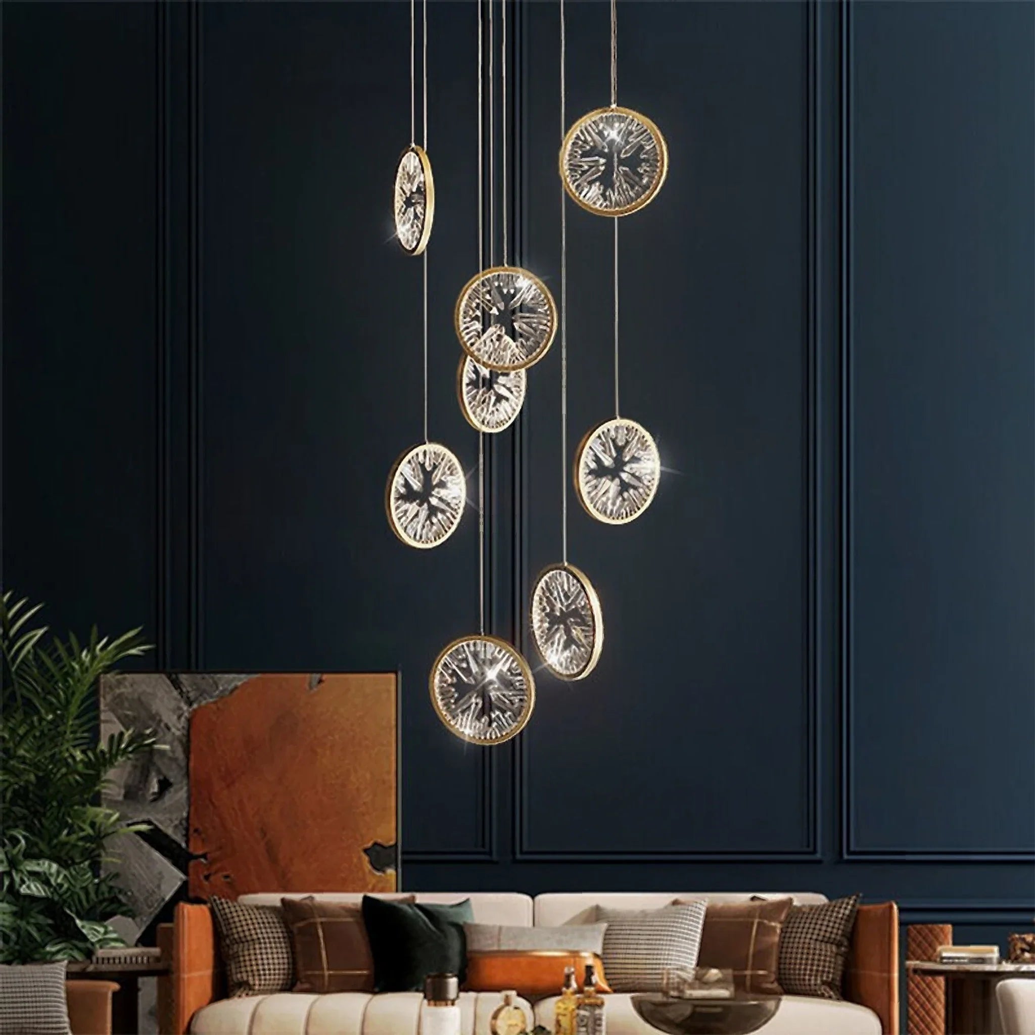 Bezaudun-les-Alpes | Gold Rings Crystal Chandelier