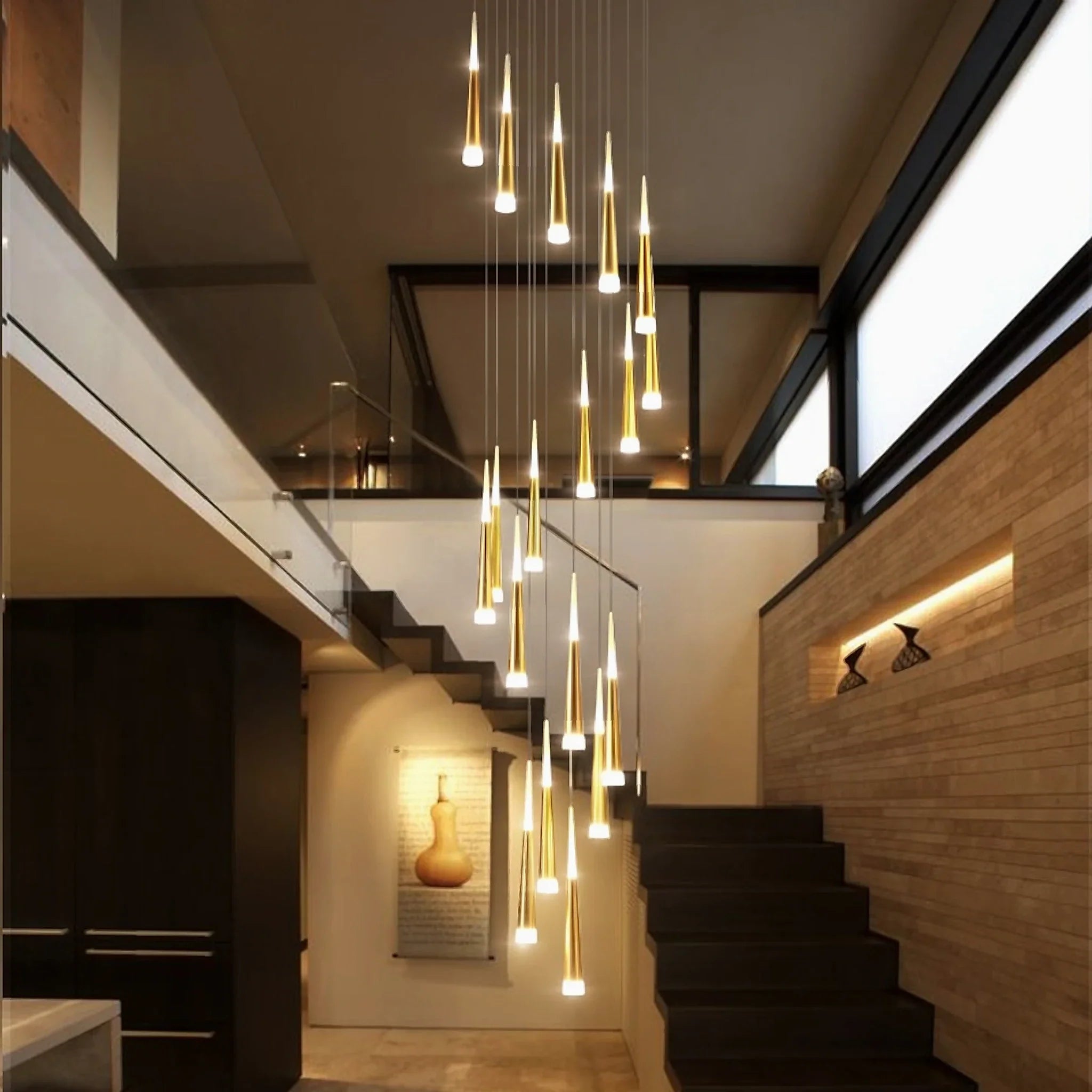Cantaron | Modern Hanging Gold/Black Meteor Shower Chandelier