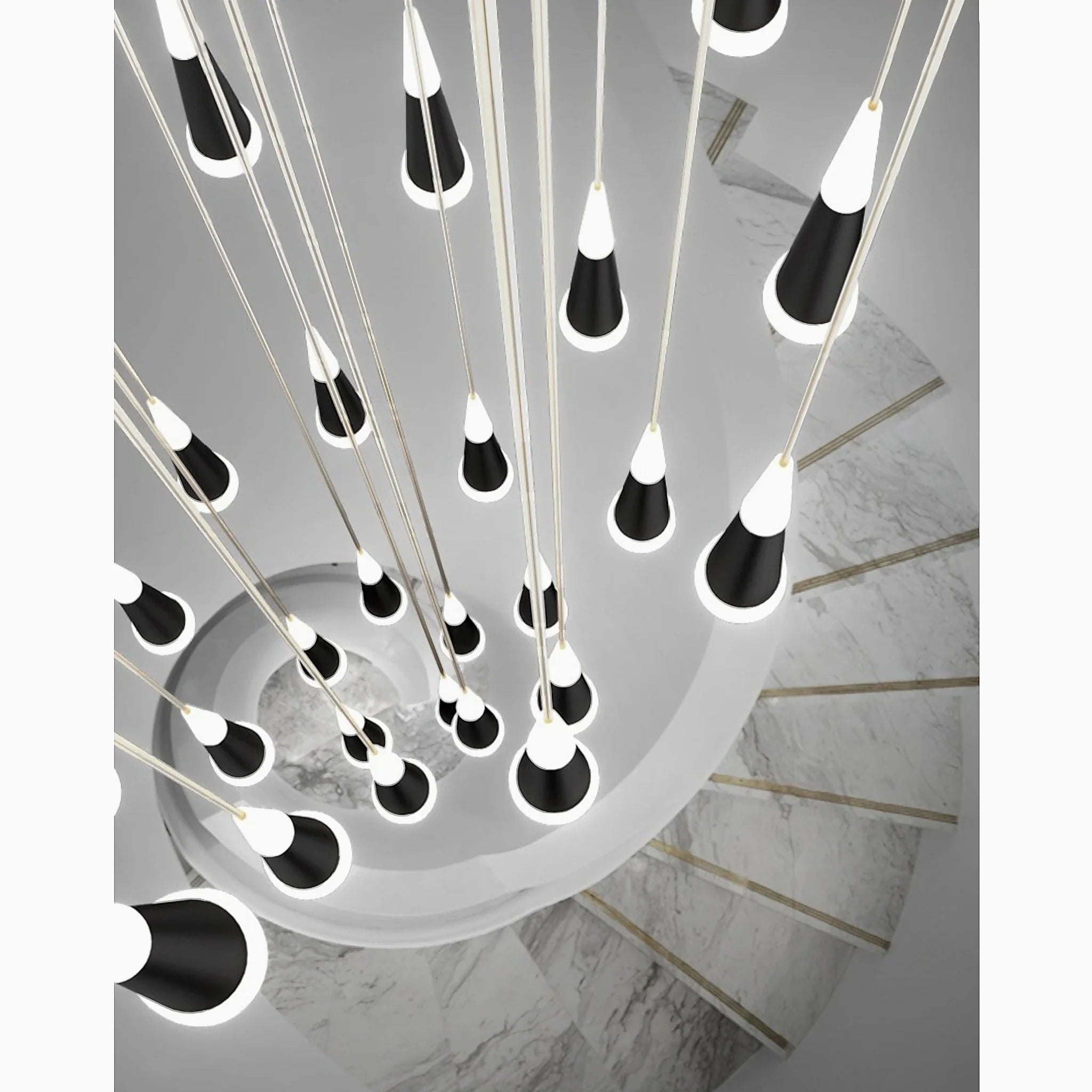Cantaron | Modern Hanging Gold/Black Meteor Shower Chandelier
