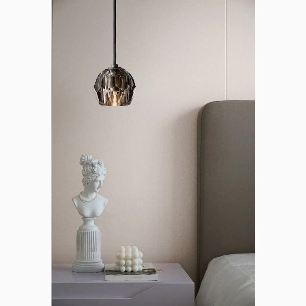 Consegudes | Round Grey LED Cut Crystal Ceiling Chandelier