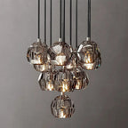 Consegudes | Round Grey LED Cut Crystal Ceiling Chandelier