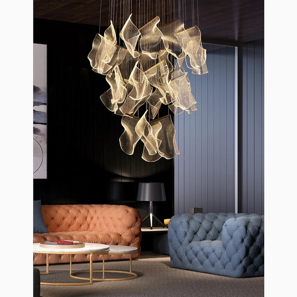 Coursegoules | Silk Design Gold Pendant Light for Staircase