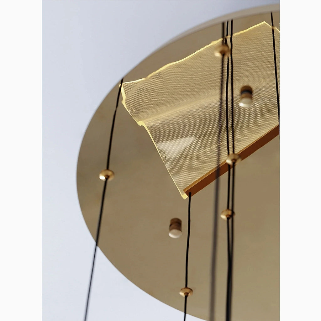Coursegoules | Silk Design Gold Pendant Light for Staircase