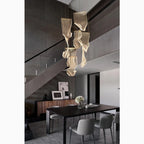 Coursegoules | Silk Design Gold Pendant Light for Staircase