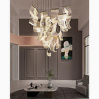 Coursegoules | Silk Design Gold Pendant Light for Staircase