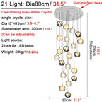 Grasse | Modern Led Crystal Hanging Light Fixtures