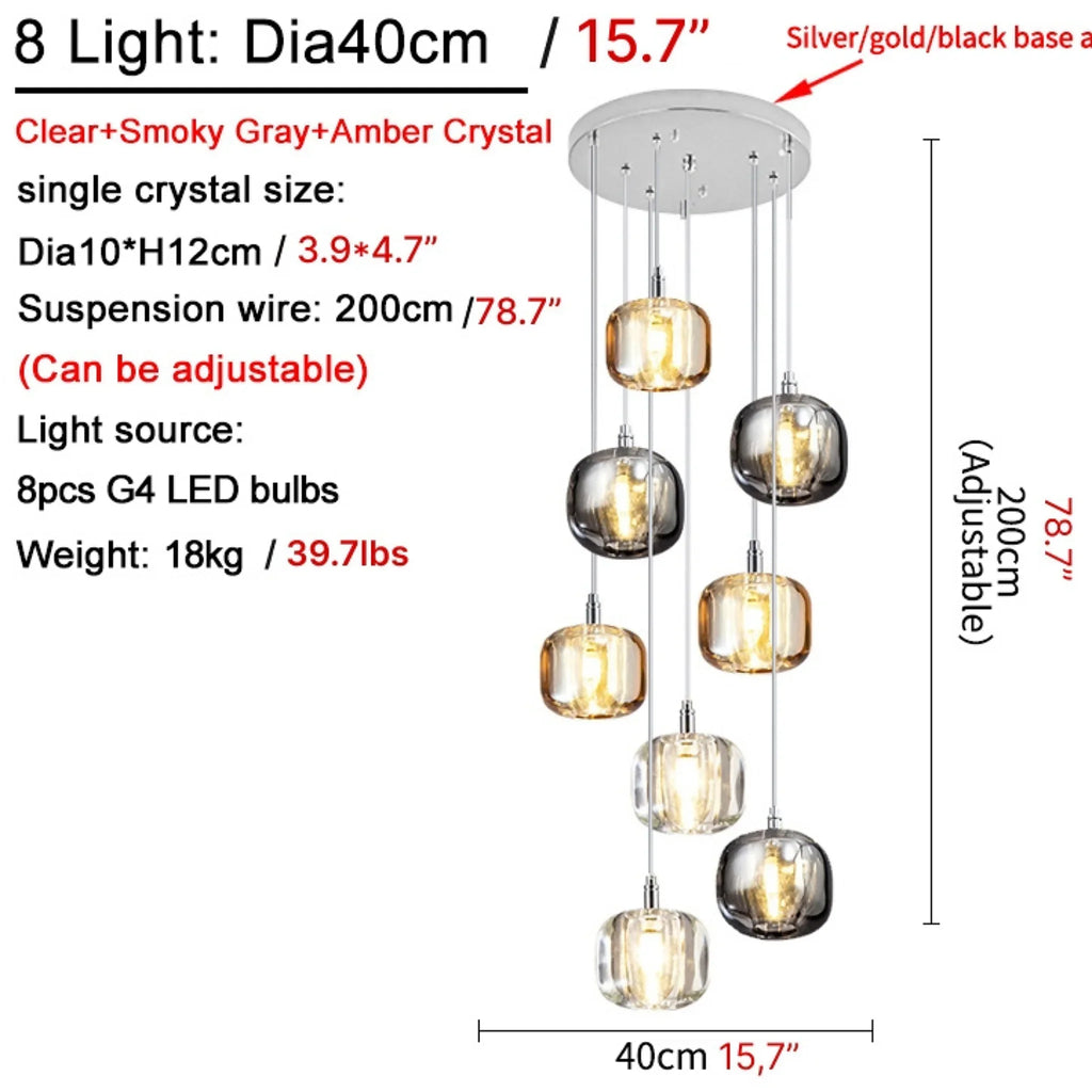 Grasse | Modern Led Crystal Hanging Light Fixtures