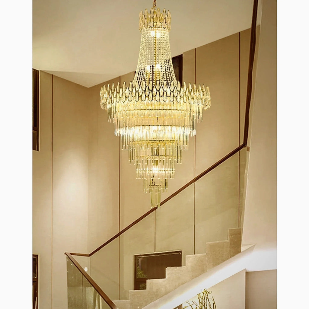 La Bollene-Vesubie | Hanging Posh Gold Crystal Chandelier