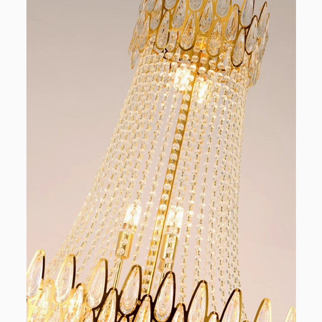 La Bollene-Vesubie | Hanging Posh Gold Crystal Chandelier