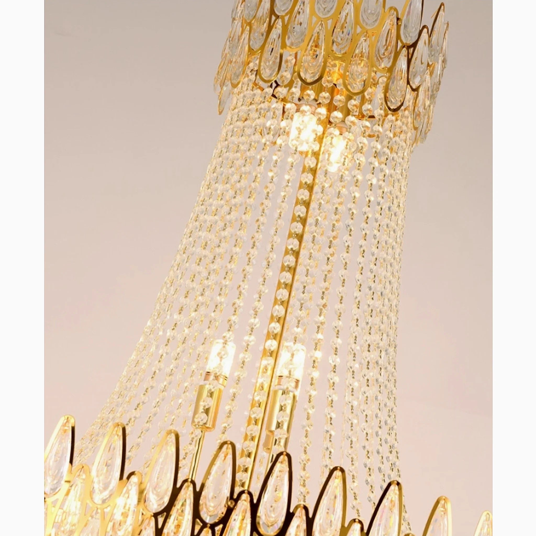 La Bollene-Vesubie | Hanging Posh Gold Crystal Chandelier