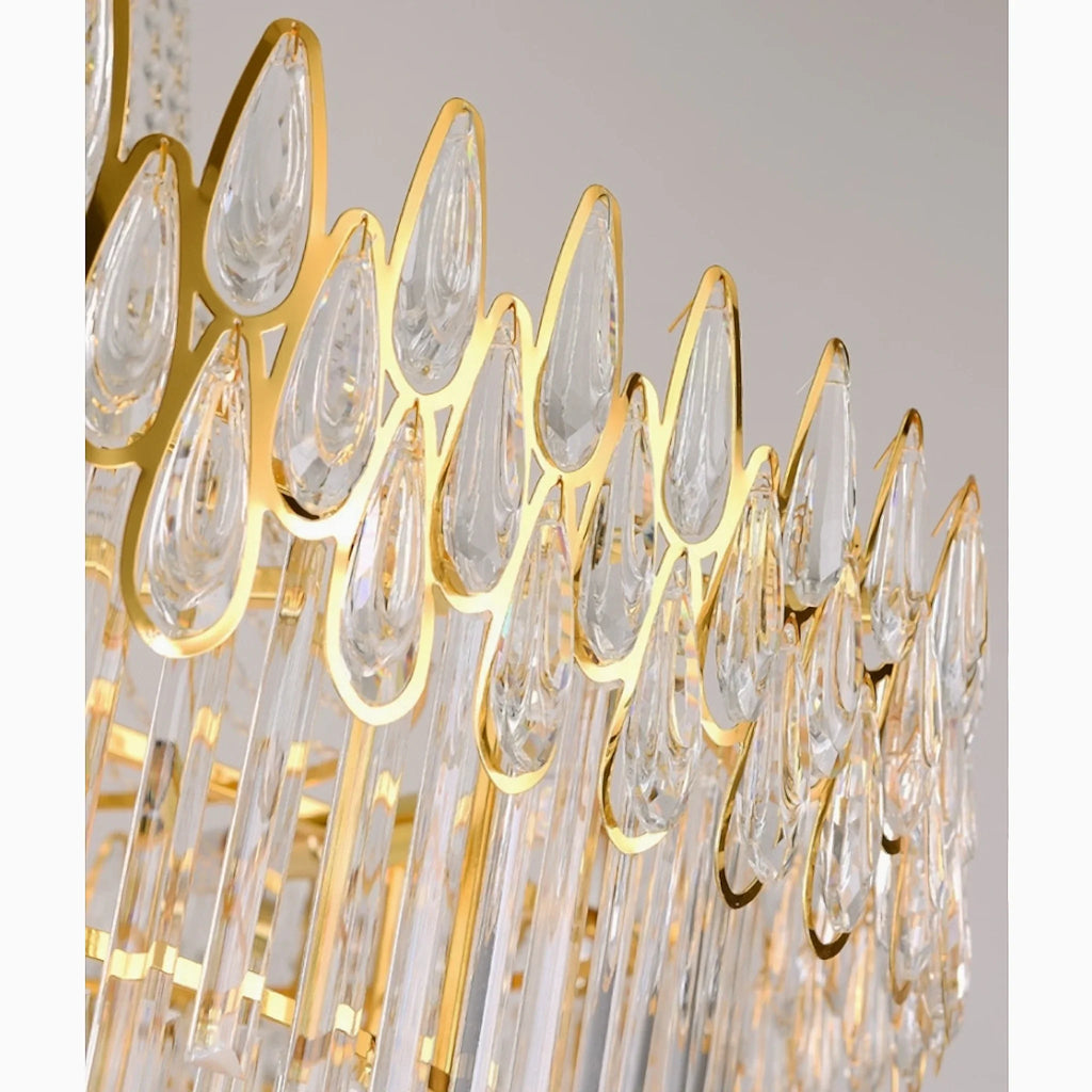 La Bollene-Vesubie | Hanging Posh Gold Crystal Chandelier