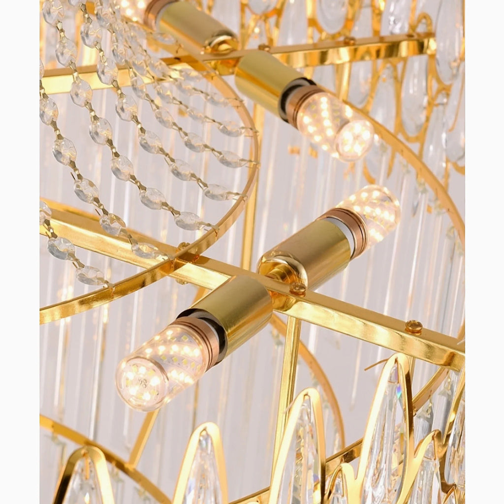 La Bollene-Vesubie | Hanging Posh Gold Crystal Chandelier