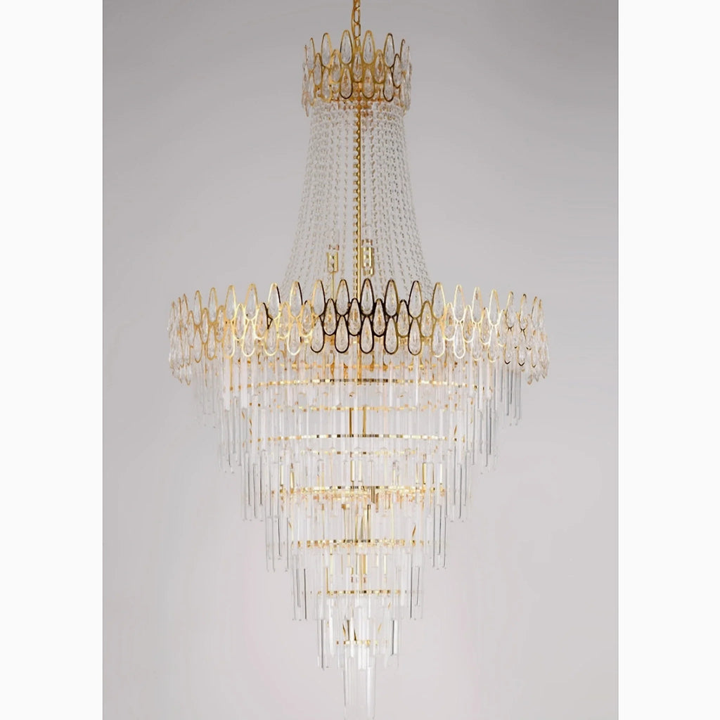 La Bollene-Vesubie | Hanging Posh Gold Crystal Chandelier