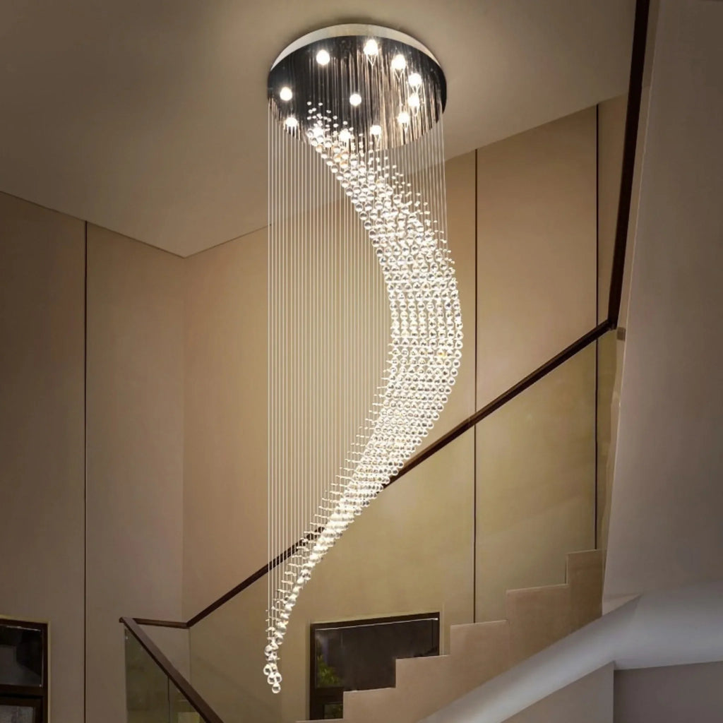 La Turbie | Duplex Spiral Moon Staircase Crystal Chandelier