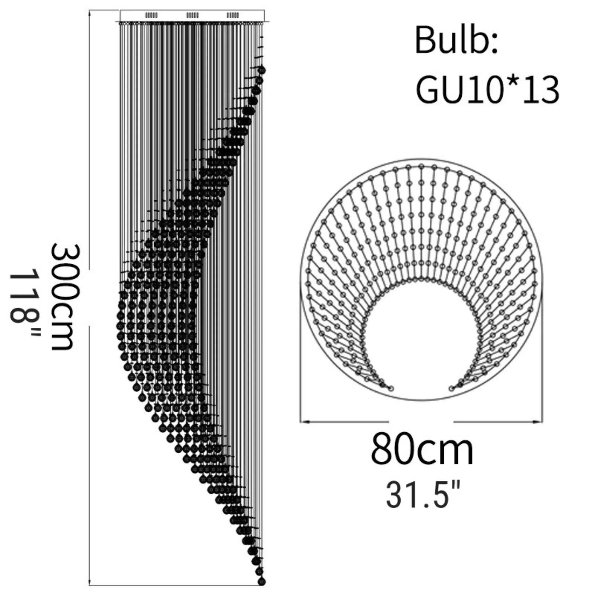 La Turbie | Duplex Spiral Moon Staircase Crystal Chandelier