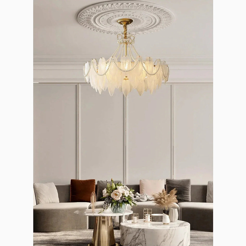 Lantosque | Lux Noble Glass Feather Elegant Chandelier