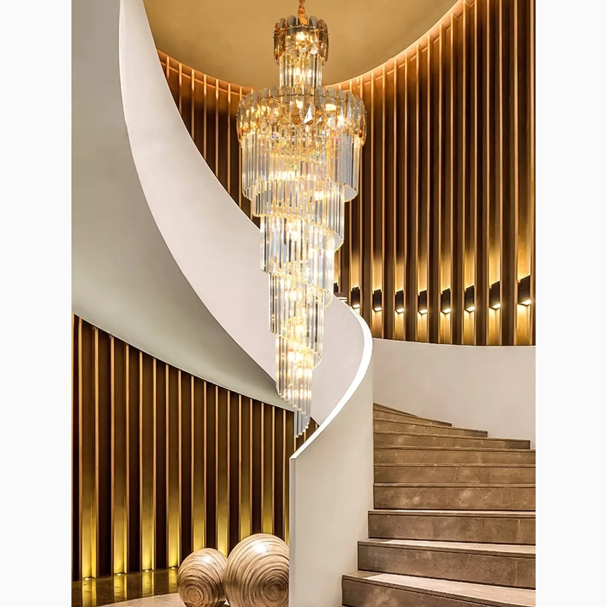Le Cannet | Luxury Spiral Crystal Chandelier For Stairway