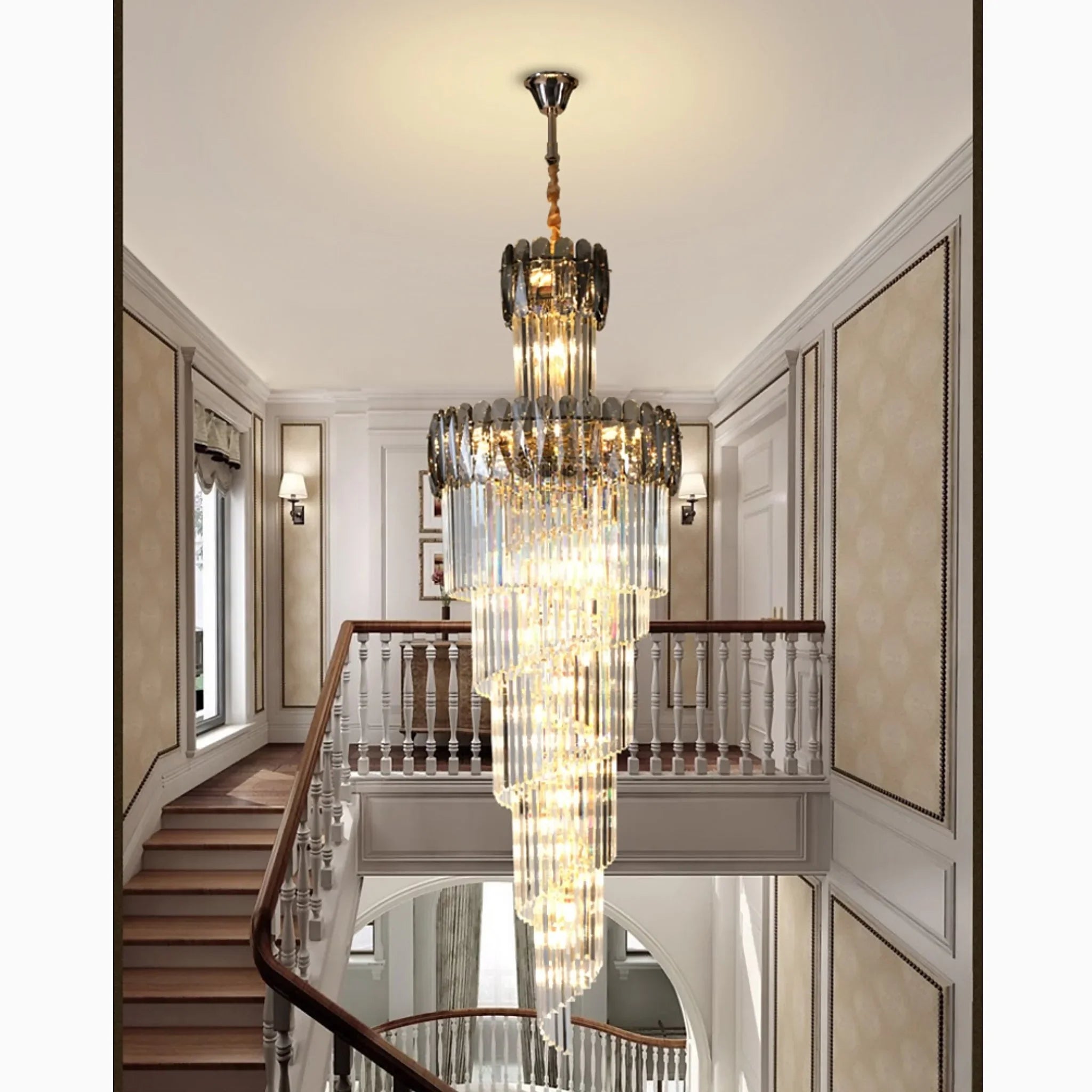 Le Cannet | Luxury Spiral Crystal Chandelier For Stairway