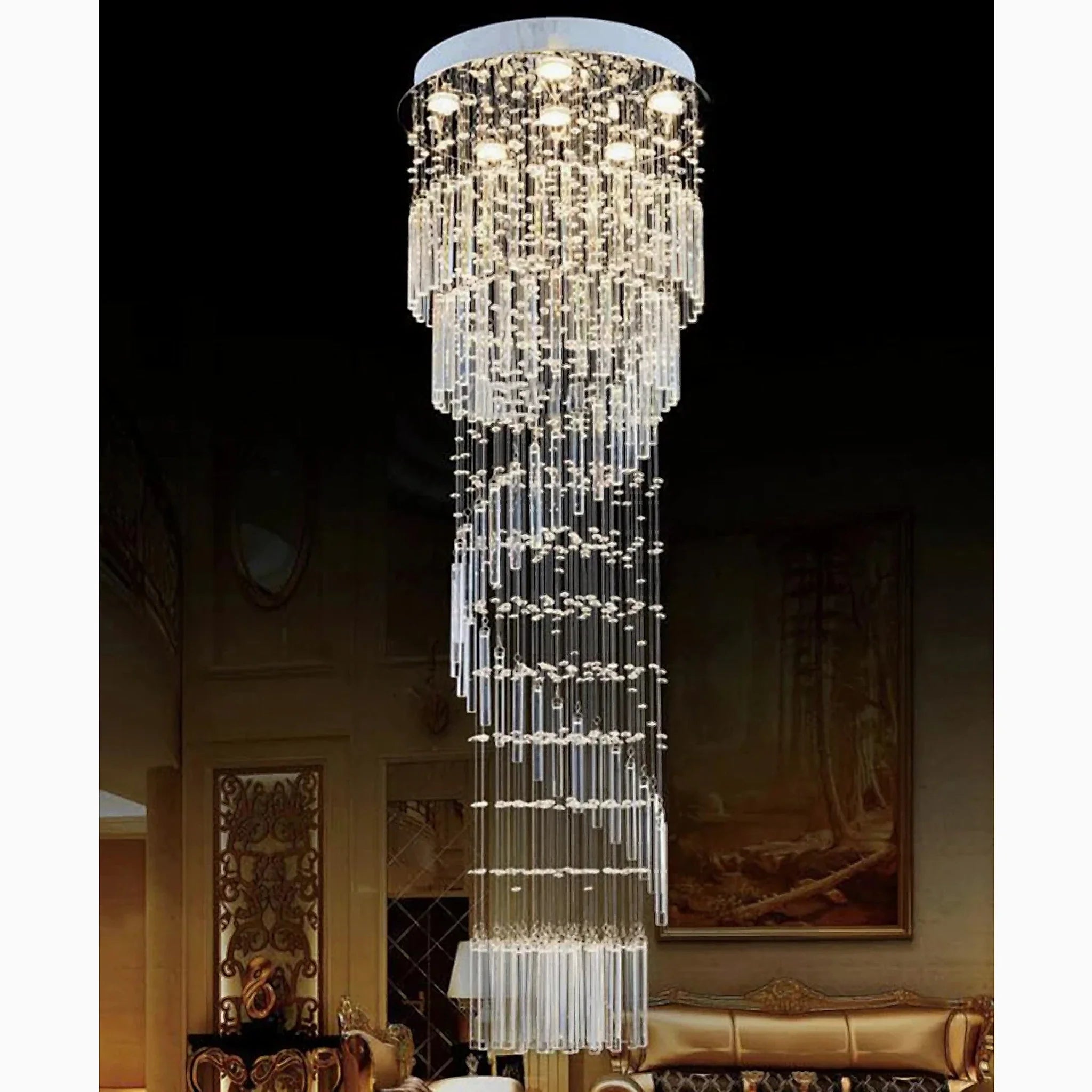 Levens | Exquisite Modern Flush Mount Crystal Chandelier