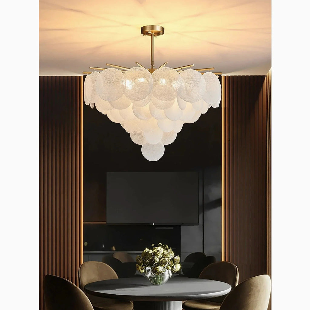 Peone | Round Obscure Glass Ceiling Chandelier