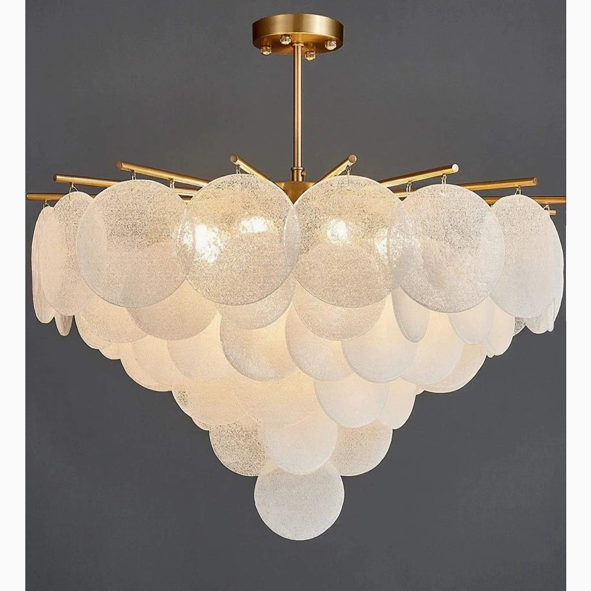 Peone | Round Obscure Glass Ceiling Chandelier