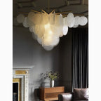Peone | Round Obscure Glass Ceiling Chandelier