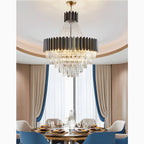Portofino | Dia 23.6'' Modern Round Gun Black Crystal Chandelier