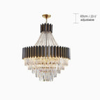 Portofino | Dia 23.6'' Modern Round Gun Black Crystal Chandelier
