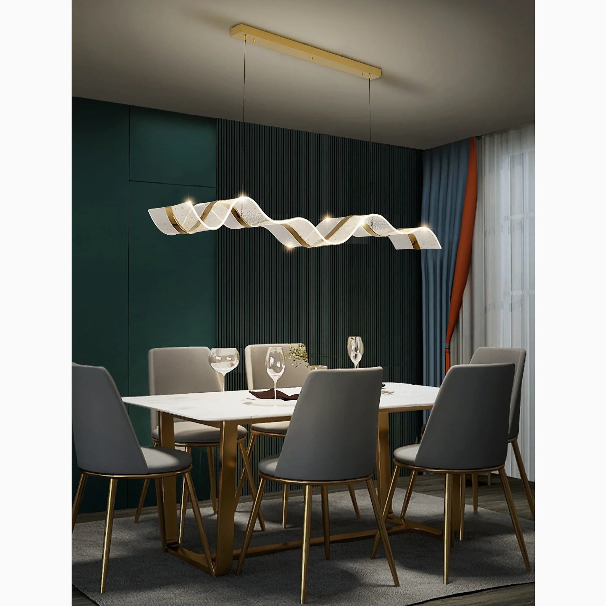 Saint-Martin-Vesubie | Modern Wave-Designed Gold Chandelier
